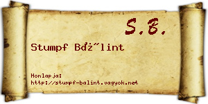 Stumpf Bálint névjegykártya